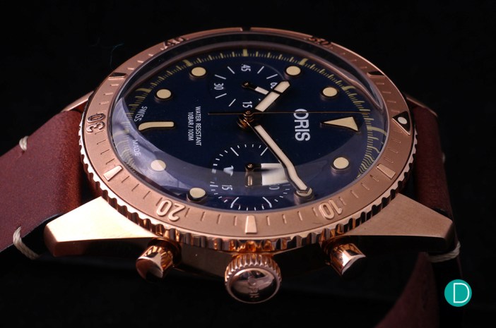 Oris Carl Brashear Chronograph Limited Edition bronze case side