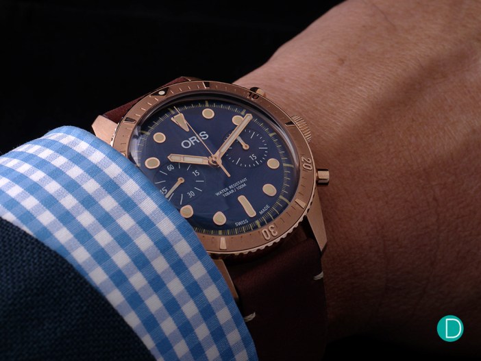 Oris Carl Brashear Chronograph Limited Edition in bronze wrist