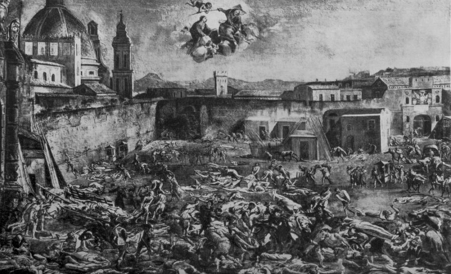 Peste negra en Nápoles 1656 | Imagen: Grabado por Micco Spadaro, testigo ocular de la peste, vía Depositphotos.com