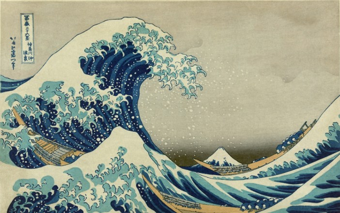 The original Hokusai print, The Great Wave off Kanagawa which is depicted in intricated detail on the Credor Fugaku.